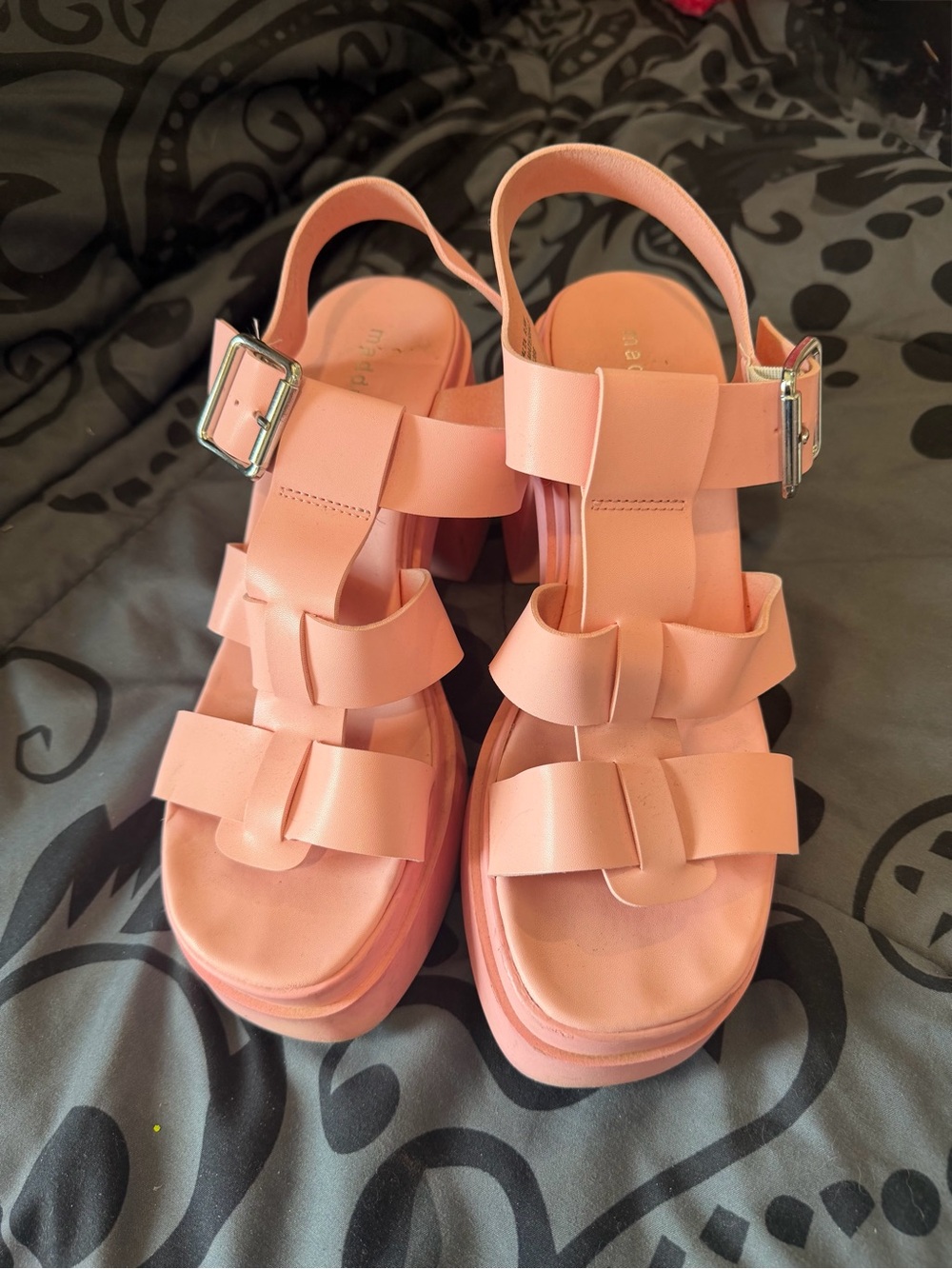 Madden Girl Peach Pink Platform Buckle Sandals